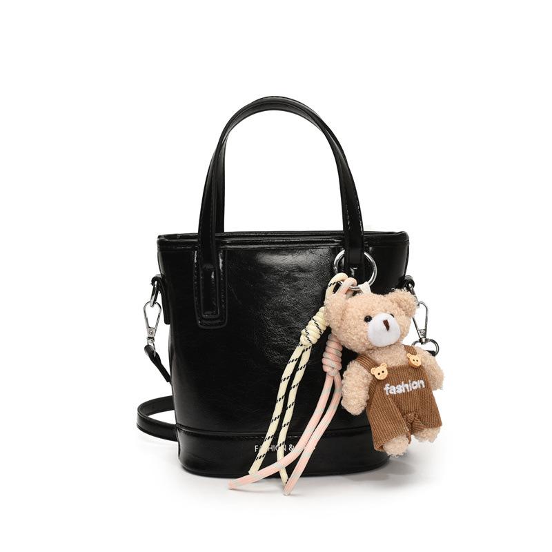 

Премиальная ретро-портативная сумка-ведро женская весенняя универсальная сумка-мессенджер Fire Shoulder Bag no pendant чёрный