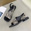 New Women's Casual Shoes Flip-flops Flat-bottomed Large-sized Square-toed Square-heeled Slippers