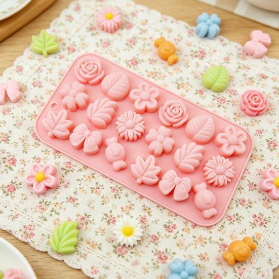 Flower And Leaf Silicone Mold Chocolate Pudding Cake Baking Mold Cake Decoration Reusable DIY Drip Glue Clay Mold