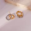 1PAIR Double Layer Irregular Geometric Pattern Copper Earrings, Uneven Surface Fashion Gold and Silver Jewelry Gift
