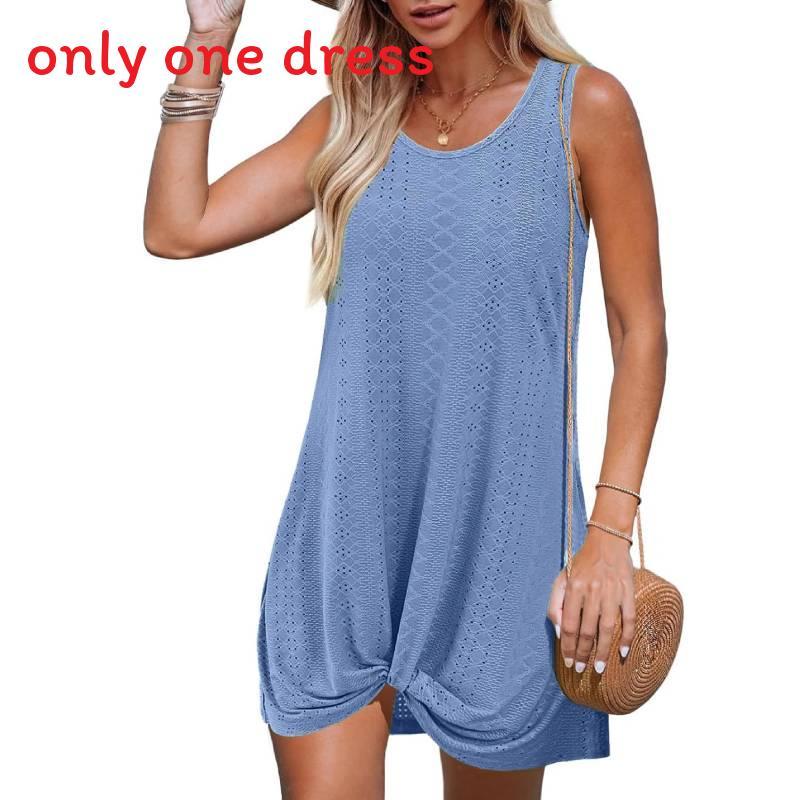 Polyester Splicing Aline Minikleid mit verdrehtem Knoten für den Sommer-Strandurlaub