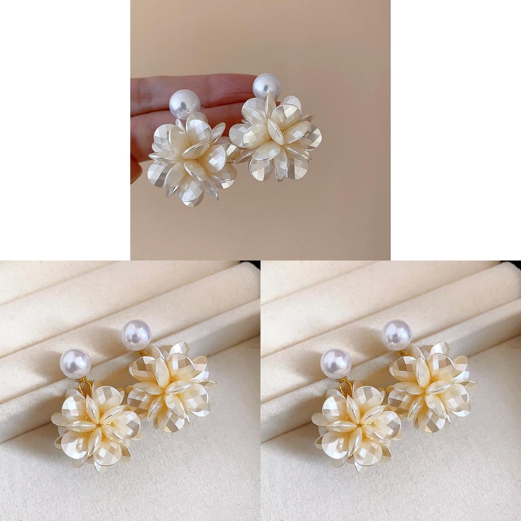Vintage Flower Pearl Drop Earrings For Women With Pearl And Elegant Design