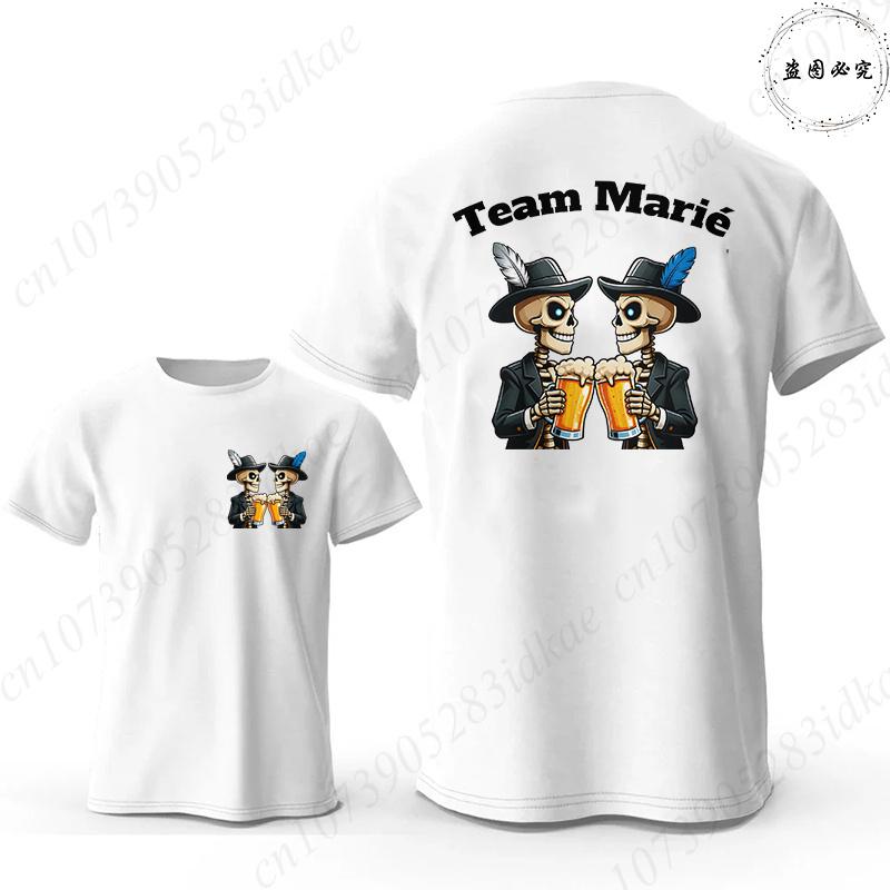 Französische Herren EVG Team Team Marié Passende T-Shirts Junggesellenabschied Bräutigam Squad Totenkopf Bier Toast Grafik Passende Freizeit-T-Shirts