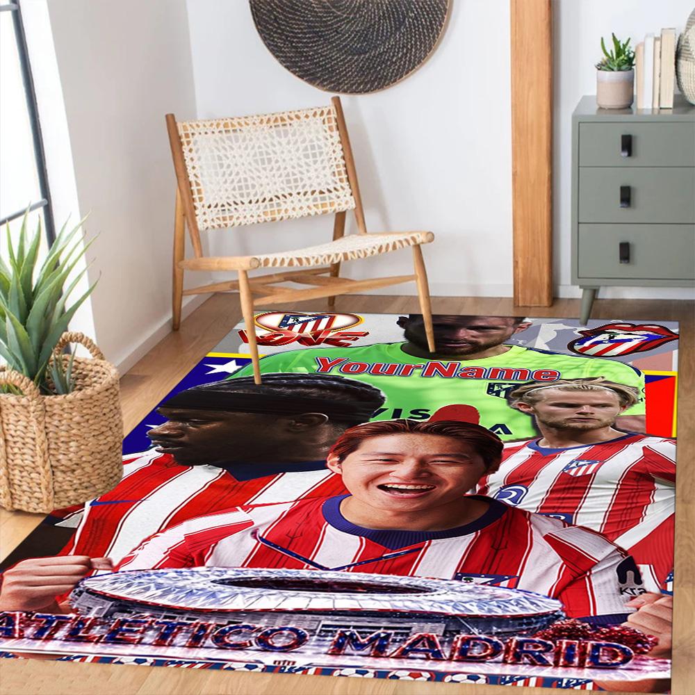 Atletico Madrid Customized Name Floor Mat Suitable for Living Rooms Foyer Entryway Hallway Anti-slip Rug Office home decor Birthday/Christmas Gift
