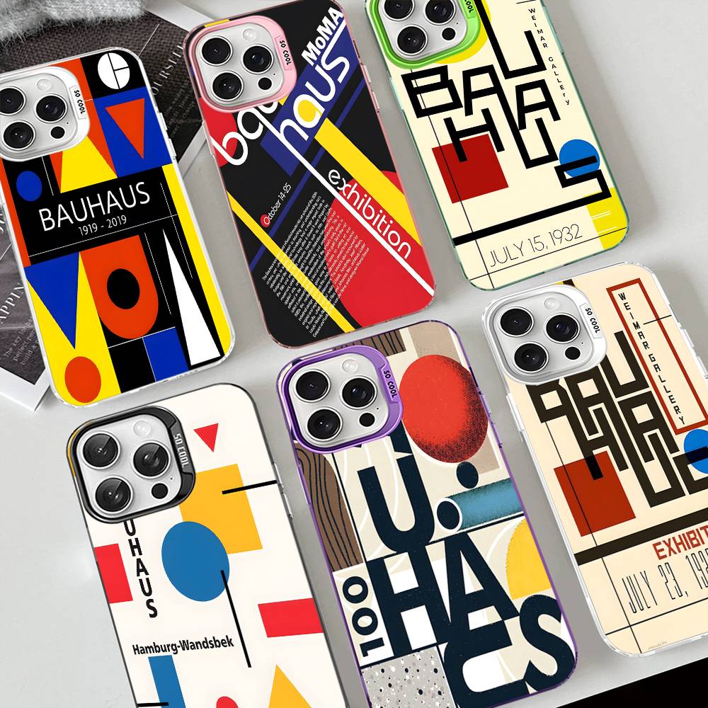 Abstract B-Bauhaus Geometric Art Phone Case For IPhone 16 15 14 13 12 11 17 Pro MAX Plus Pro Matte Shockproof Cover