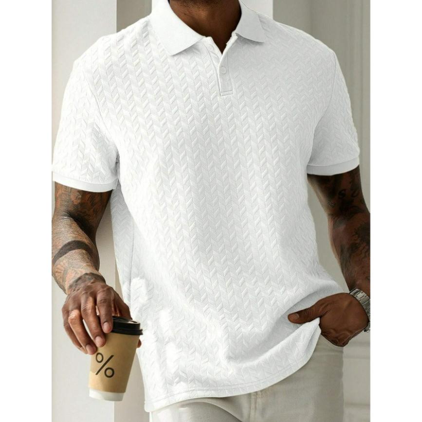 Lapel Front Buckle Short-sleeved Simple Polo Shirt Casual Daily Slim All-match