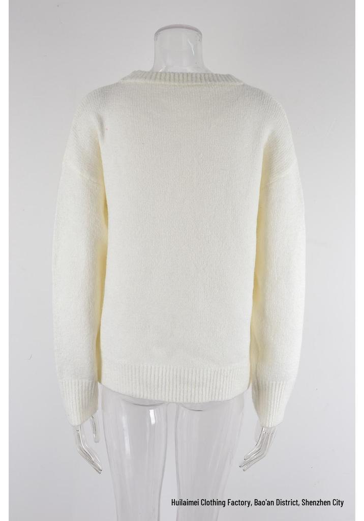 2026 Autumn/Winter European & American Versatile Solid Color Knit Pullover Sweater