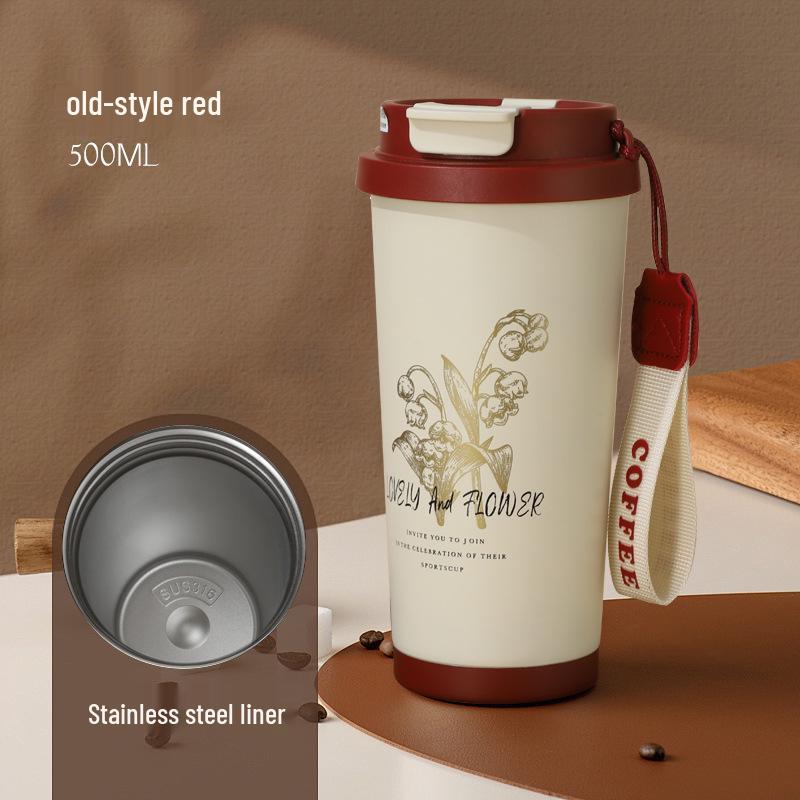 Lanlinghua 316 Stainless Steel Vacuum Insulated Outdoor Coffee Mug with Rope