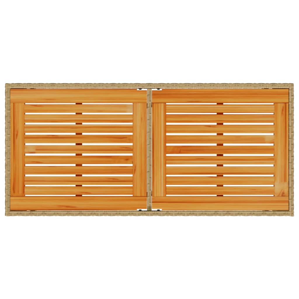 Garden Table with Acacia Wood Top 115 x 54 x 74 cm Poly Rattan