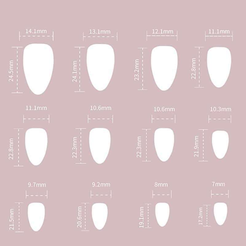Almond Press On Nail Glossy Fake Nail Stick On Nail In 12 Sizes,24Pcs French Nail Tips for DIY Nail Art Decorations