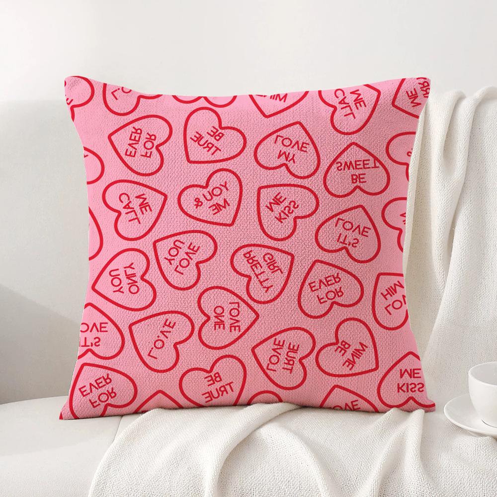 Hot Loving Heart Cushion Cover Natural Linen Organic Fabric DoubleSided Printing Sofa Home Decor Breathable Bed Pillow