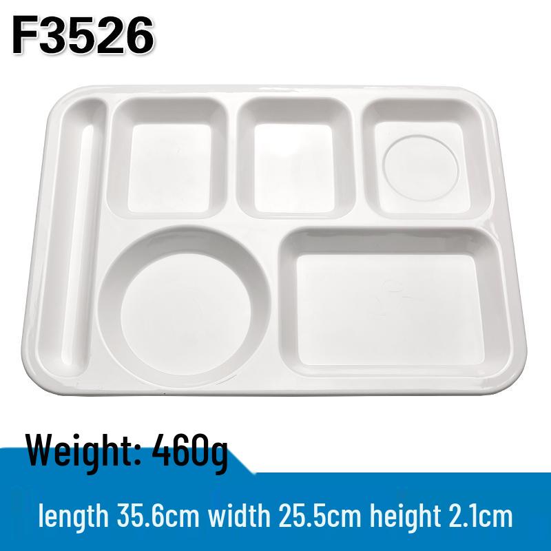 Thickened Melamine Multi-Compartment Meal Tray: Six & Three-Compartment Options for School and Kindergarten Use.