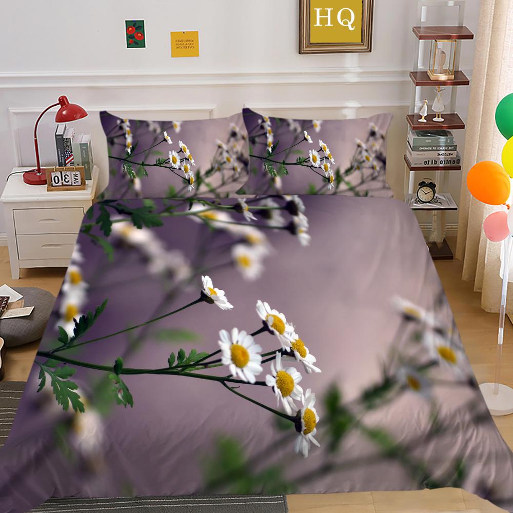 3D Flowers Printing Bedding Cover King Size Polyester Bedspreads Design High Quality Home Bedclothes