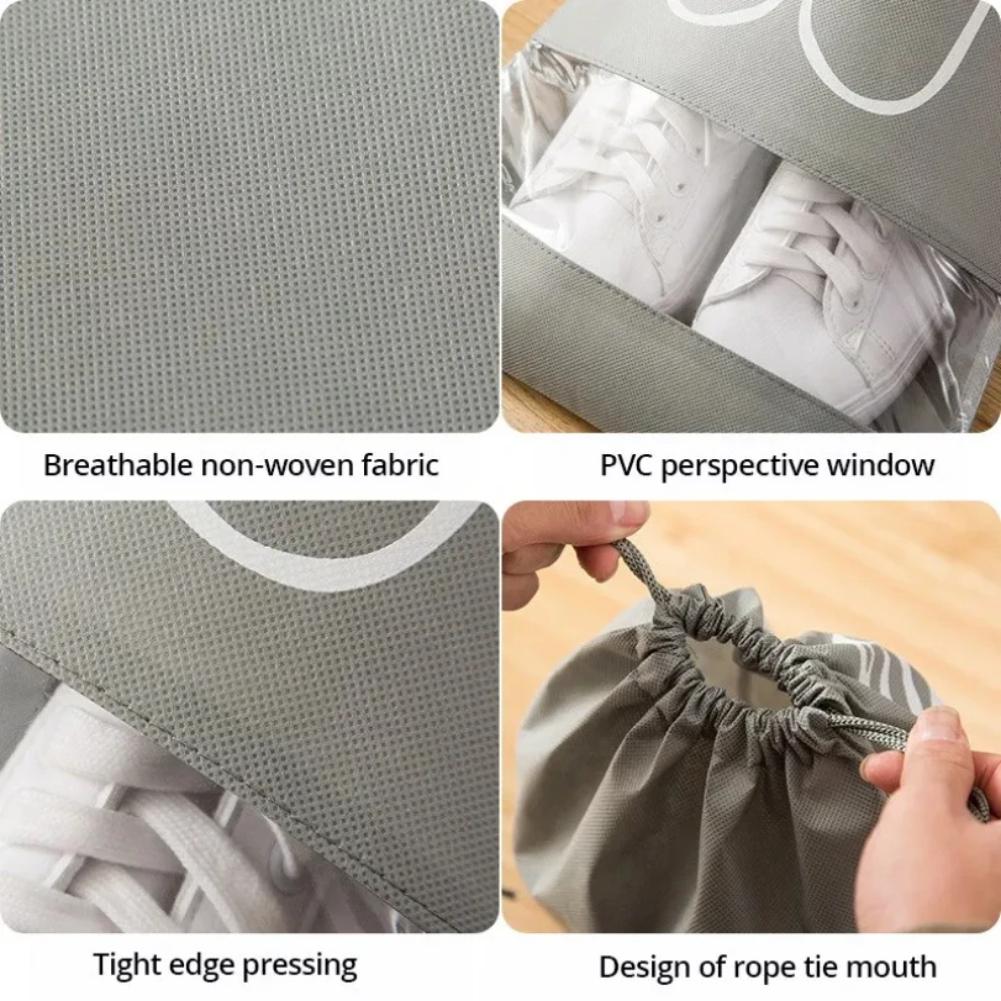 5 pezzi/set Borsa Porta Scarpe con Bocca a Coulisse in Tessuto Non Tessuto Ispessito Grande Capacità Viaggio Impermeabile Borsa Porta Scarpe Antiumidità