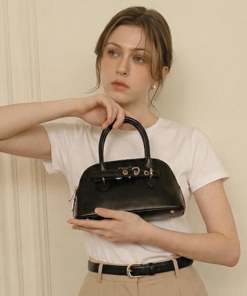 David Jones Le Mare 3-Way Top Handle Mini Belted Tote Leather Bag_Black(Cm8265)
