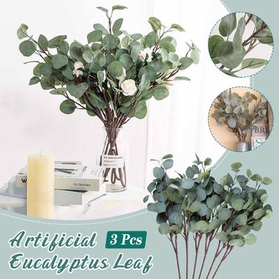 3PCS Artificial Eucalyptu Leaf Sprays Green For Party Home Wedding Decor