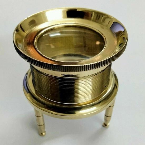 Solid Brass Magnifying Glass Desk Lens Magnifier Antique Nautical For Reading