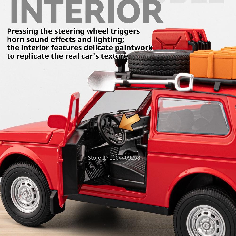 1:24 Scale LADA NIVA 2106 Car Model Toy Sound Light Wheel Steering Retro Cars High Simulation Models Metal Diecast Ornaments