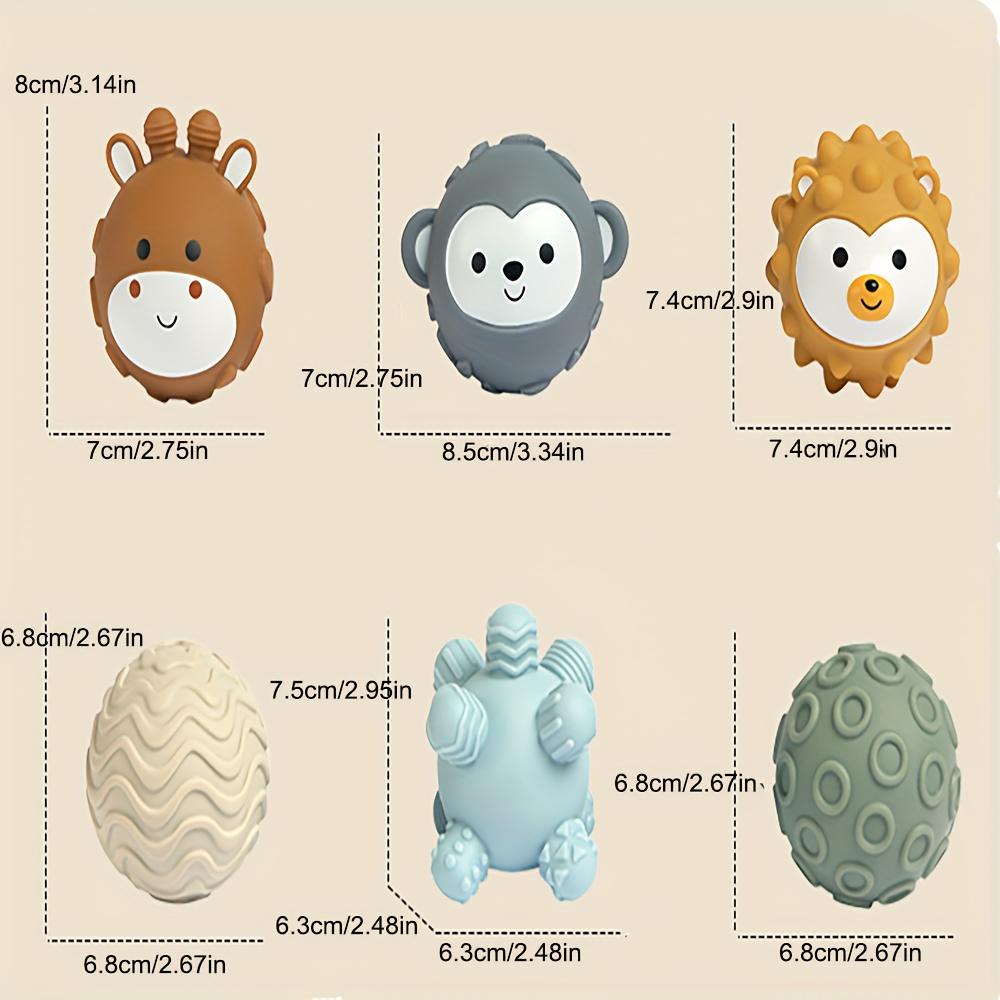 6pcs Soft Stacking Blocks for Youngsters Sensory Hand Grasping Ball Set, PVC Material, Animal Puzzle Toys for Early Development