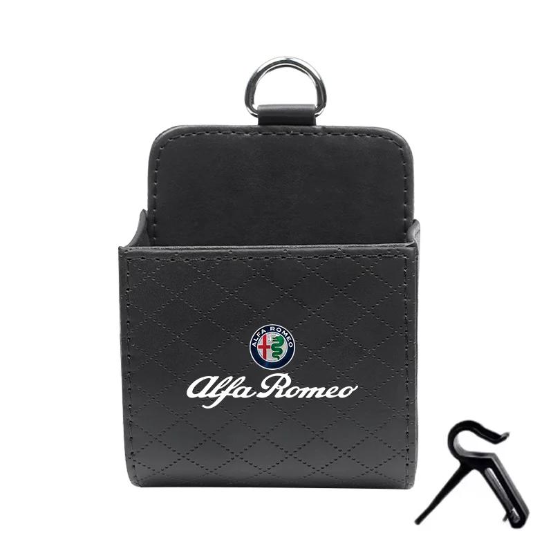 

For Alfa Romeo 2026 Hot Sticker Car Storage Bag Car Air Outlet Debris Bag Phone Key Sunglasses Leather Organizer Box For Alfa Ro чёрный