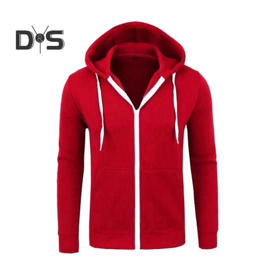 

Осень-зима Мужская куртка с капюшоном, застегивающейся на шнурок, с длинными рукавами, однотонный кардиган с эластичными манжетами, карманами, куртка средней длины с капюшоном L красный