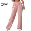 Wide-leg Bottoms Women Pants V-Shaped Elastic High Waist Straight Wide Leg Lounge Trousers Long Solid Color Loose Fit Sweatpants Daily Wear
