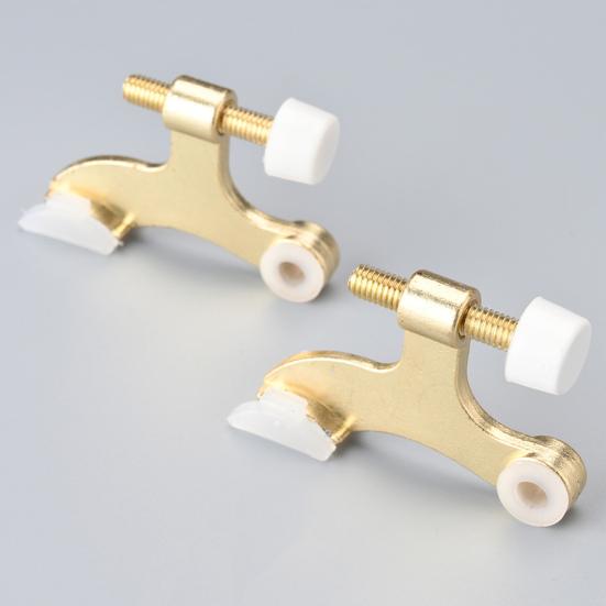 2Pcs Door Stopper Satin Nickel Adjustable Easy-installation with White Rubber Bumper Tips Durable Hinge Pin Door Stop
