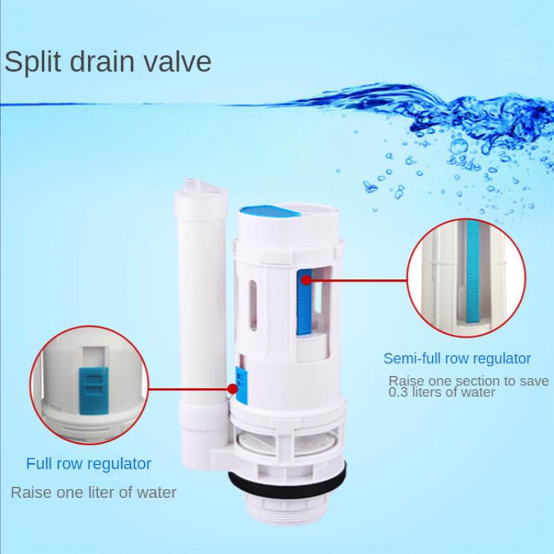 Valvola di Scarico WC Sdoppiata Valvola di Uscita Acqua WC a Due Pulsanti Scarico Doppio Raccordi per Serbatoio di Riempimento Acqua Scarico Flusso Valvola per Cassetta