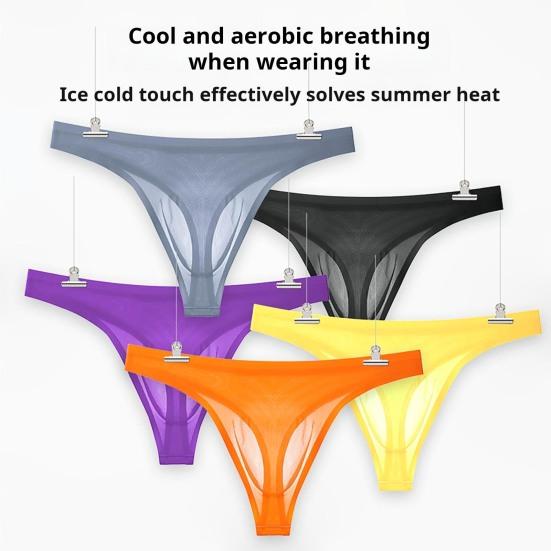 Men Thong Low-rise Solid Color Slim Fit Panties 3D U-Convex Breathable Smooth Lines Comfortable Waistband Briefs