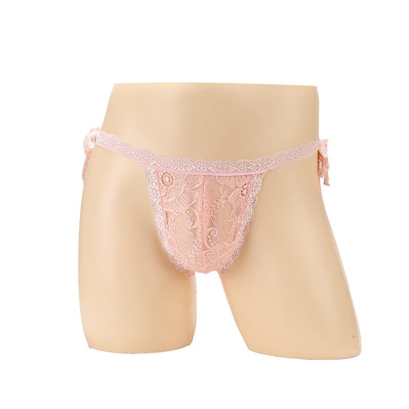 Men's Sexy Panties Lace Bag Bag Bag Egg Trendy Men's Transparent Thong Sexy Low Waist Strap Nightclub Briefs