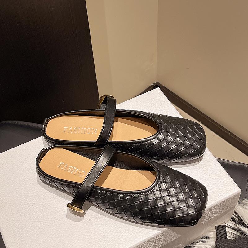 

Flat-bottomed bag head half slippers women s summer wear 2025 new one-pedal Mary Jane cool slippers Muller single shoes 40 чёрный