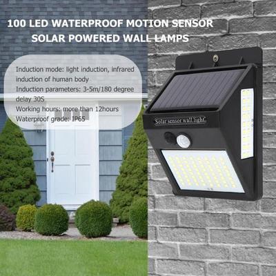 1 Stück Solar Sensor Wandleuchte 100LEDs Solarenergie Straßenleuchte Hofweg Hausgarten Solar