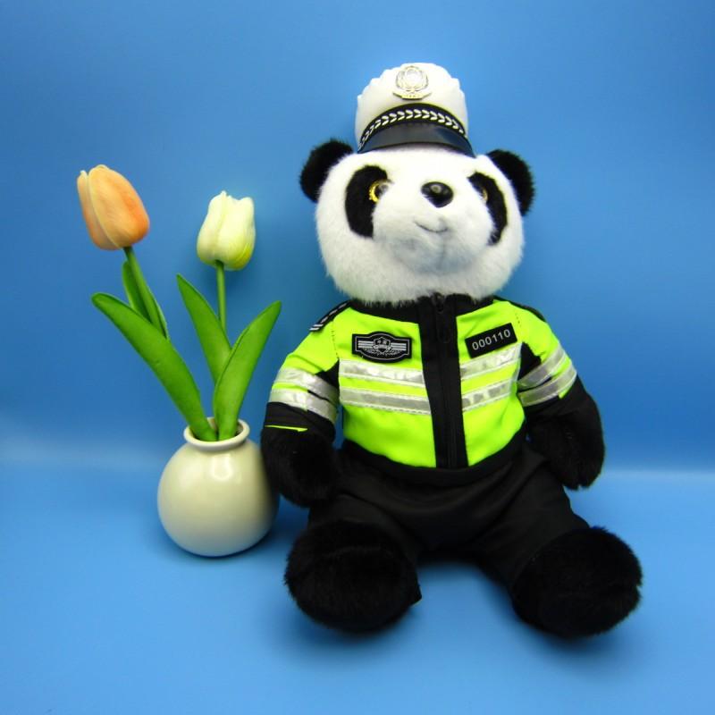 

Handsome traffic police panda doll plush toy giant panda police officer bear doll firefighter unit activity gift 25cm