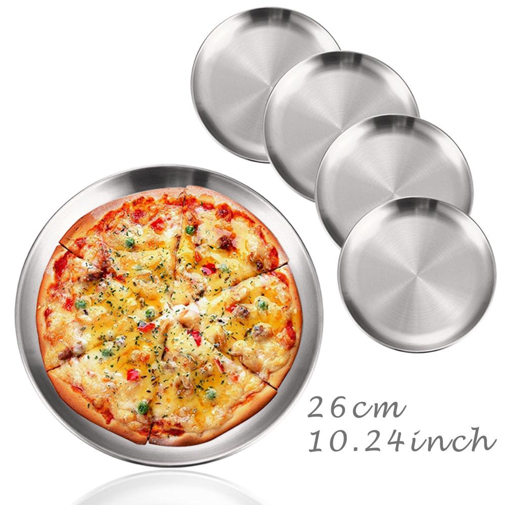 5 Stück/Set Goldene Edelstahl Runde Platte Rostfrei Flache Tablettplatte Campingplatte BBQ Picknick Geschirr Kochgeschirr