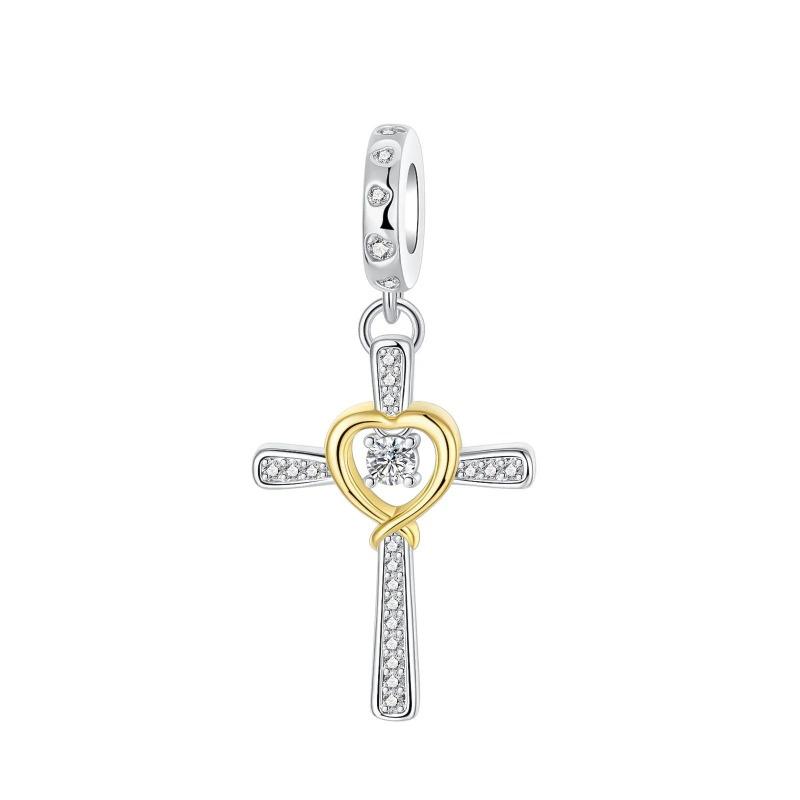 Sparkling Birthstone Charms Copper Heart Mom Key Pendant Bead Fit Original Necklace Bracelet Women Jewelry Diy Gift
