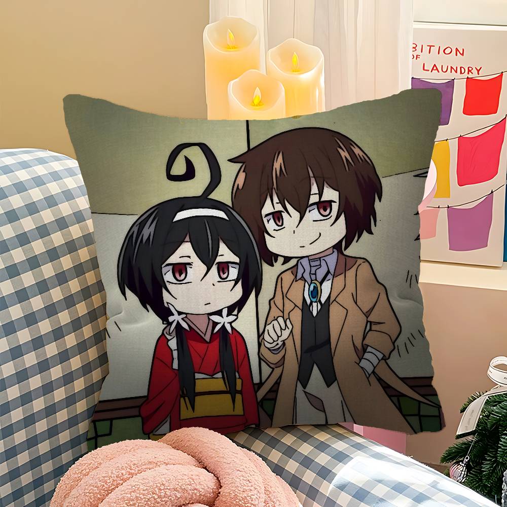 Cartoon Figure Bungo Stray Dogs Maple Design Cushion Cover Happy Autumn Harvest Decor Holiday Decorati Pillow Cover