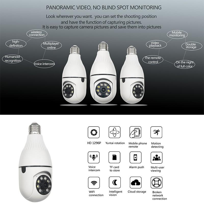 3MP E27 Intelligent menneskelig sporingsalarm Fullfarge Nattsyn Toveis IntercomCamera Dual Light Surveillance Security Cctv-kamera