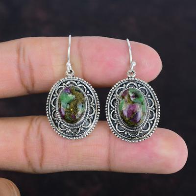 Copper Ruby Zoisite Earring Vintage Earrings Handmade Jewelry 925 Sterling Silver Earring Gemstone Earring Gifts For Mom Birthstone Jewelry