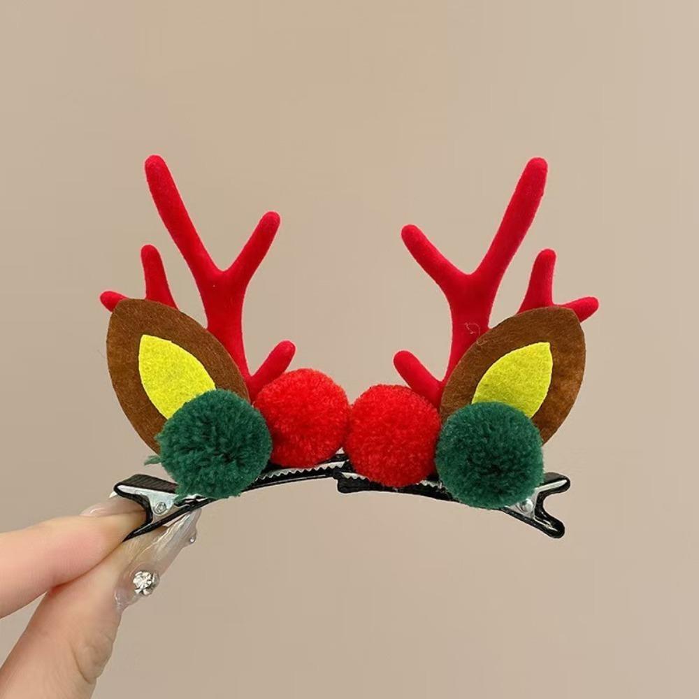 2pcs Assorted Christmas Reindeer Antler Hair Cute Pinecones Mushrooms Festive Accessories Holiday Parties Celebrations Hairpin