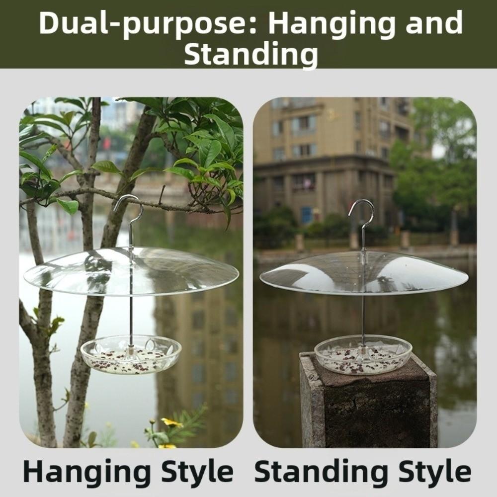 UV Protection Umbrella Bird Feeder Clear Dome Hanging Bird Feeder Baffle  Balcony Garden