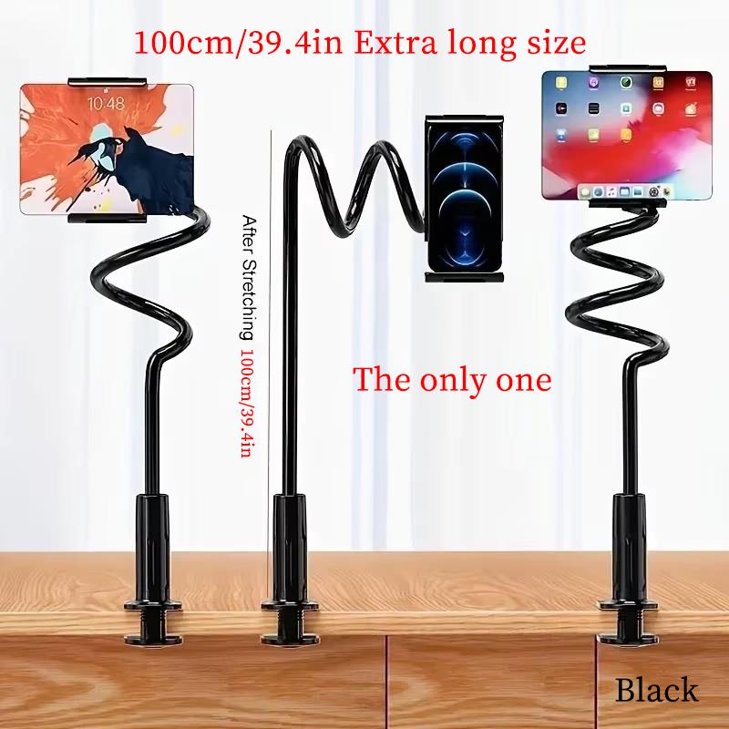 Phone Clip On Stand Holder with Grip Flexible Long Arm Gooseneck Tablet Lazy Bracket Mount Clamp Support 4-11 In for IPad IPhone
