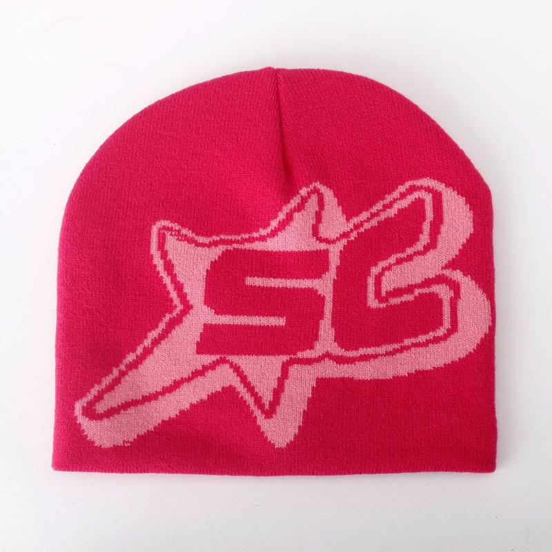 Autumn and Winter New SC Five-pointed Star Jacquard Knitted Hat Men's and Women's Fashion Street Cold Hip-hop Hip-hop Pullover Hat