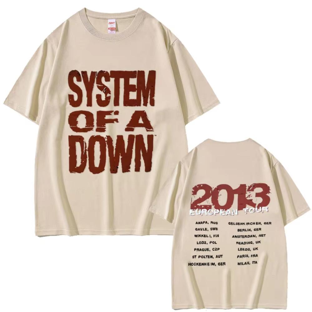 Limited Rock Band System of A Down European Tour 2013 Print T-shirts Male Fashion Tshirt Men Women Vintage Alternative Metal Tee