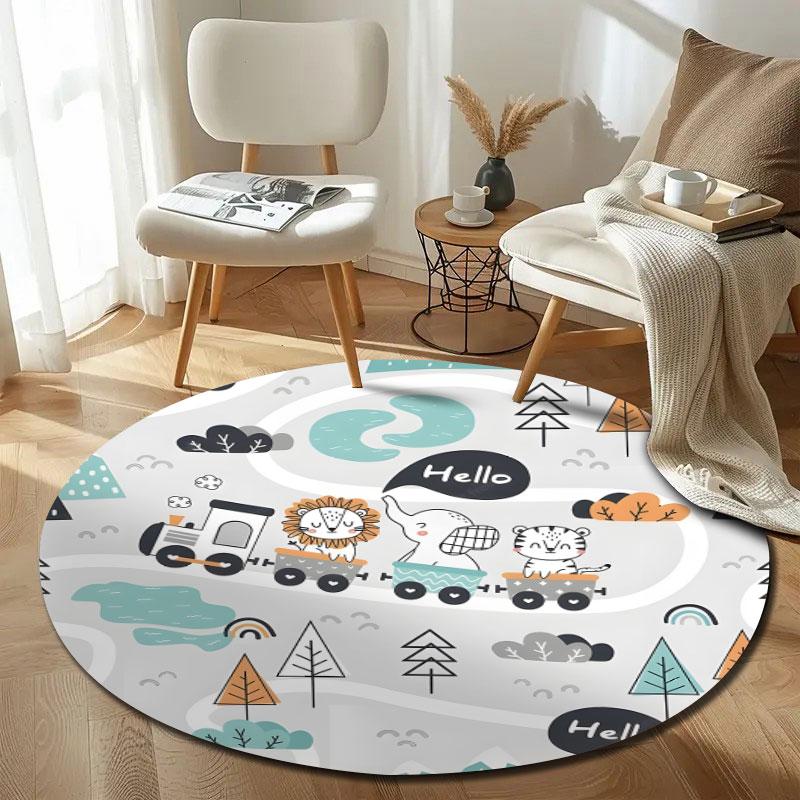 Beautiful Beagle Forest Vehicle Doodle White Cozy Rug, Creamy White Vintage Feel, Nice Touch for Entryway Hallway and Office with Calm