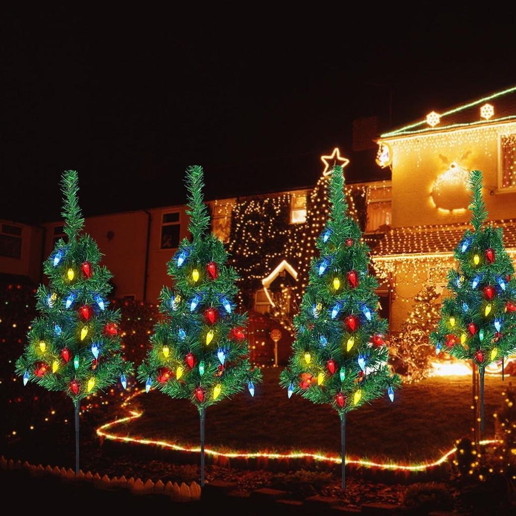 Solar LED Christmas Tree Lights for Outdoor Lawn and Courtyard Decoration