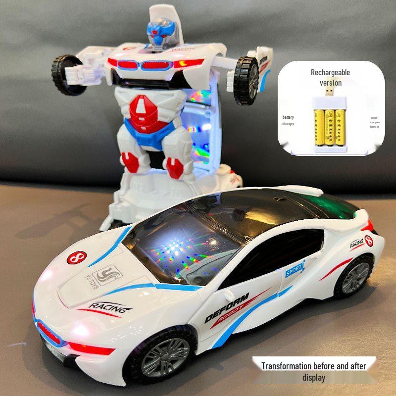 TikTok Transforming Police Car Robot - Children's Electric Rotating Toy