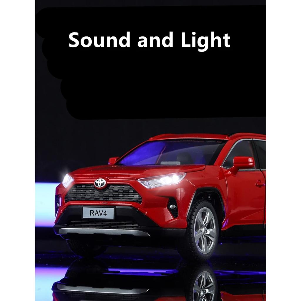 1/24 Toyotas RAV4 SUV Alloy Car Model Diecast Metal Toy Off-road Vehicles Car Model Simulation Sound and Light Children Toy Gift