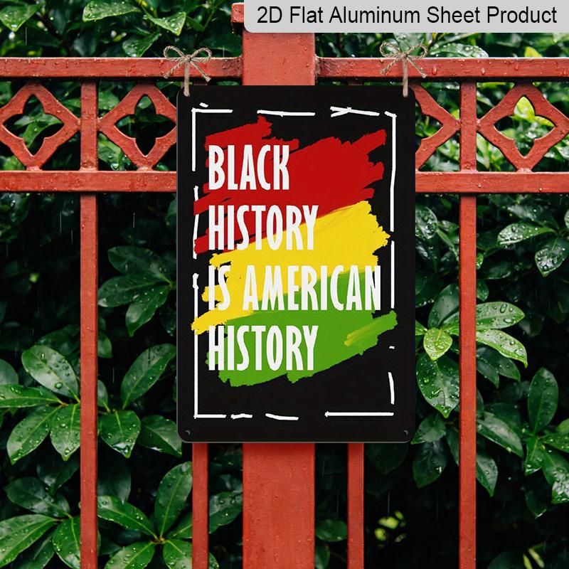 2D Flat 1pc Black Historys Month Raised Fists African Empowerments Aluminium Metal Sign Funny Room Decor for Classroom 7.87 * 11.81inch