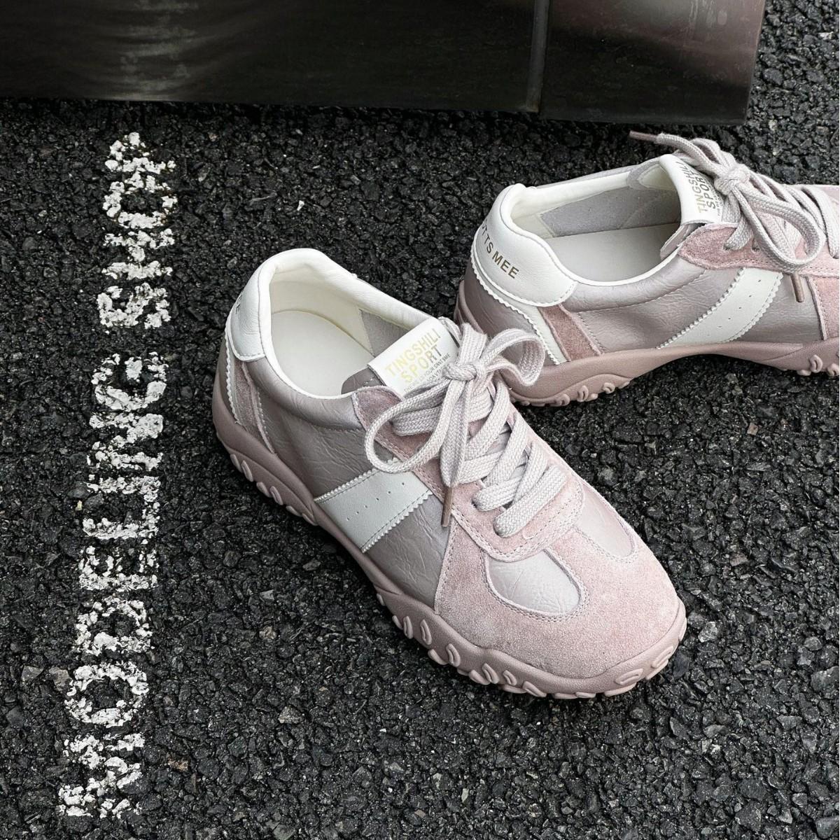 

New small inner height increase women s versatile lace-up casual sports shoes platform shoes 35 розовый