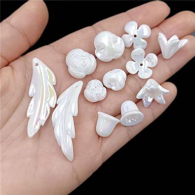 20 Stück Ohrringe Herstellung Blätter DIY Schmuckmaterial Blendende Farbe Handgefertigt Acryl Armband Weiße AB Perlen Kreative Blumen Accessoires